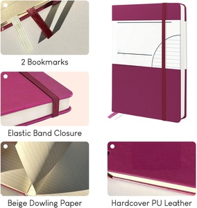 Carnet de notes professionnel en cuir PU avec sangle, couverture souple, impression personnalisée, formats A4, A5, A6, vente en gros - Product Image 4