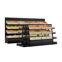 Witte Eilandrek - Open, zwaarbelastbaar metalen & houten displayrek voor supermarkten, centrale gang, merchandise voor levensmiddelenhandelaren