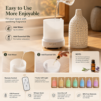 Diffuseur d'huiles essentielles USB 200 ml, diffuseur d'arômes électrique en céramique à ultrasons, brume froide, avec lumière LED automatique