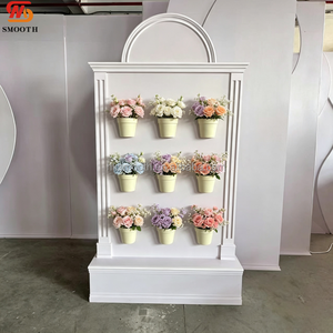 ฉากหลังงานแต่งงานทรงโค้งสีขาวเรียบหรู ขนาด 7 ฟุต สไตล์คลาสสิก พร้อมกระถางดอกไม้สำหรับงานปาร์ตี้ - Product Image 1