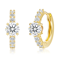 Anting-anting Hoop Perhiasan Berlapis Emas 14K Perak Sterling 925 dengan Berlian VVS Bersertifikat GRA, Anting-anting Huggie Moissanite untuk Wanita