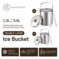 Seau à glace isotherme à double paroi en acier inoxydable écologique avec pinces pour les fêtes