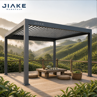 Pergola en aluminium Jiake 6063-T5 avec toit à lames motorisées pour terrasse de plantation de thé, patio, jardin extérieur, gazebo, pavillon