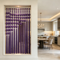 Paravent en macramé à perles sphériques violet foncé, directement de l'usine, avec rideau à franges suspendu pour hôtel, villa, décoration commerciale