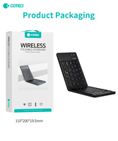 COTECi Keyboard perjalanan bisnis portabel isi ulang ultratipis operasi gunting lipat BT nirkabel untuk Tablet Laptop Mini