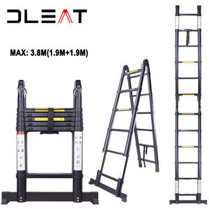 <span class=keywords><strong>En</strong></span> <span class=keywords><strong>solde</strong></span> Nouvelle échelle télescopique tout noire Robuste 5m Échelle pliante multi-usages avec roues - Product Image 4