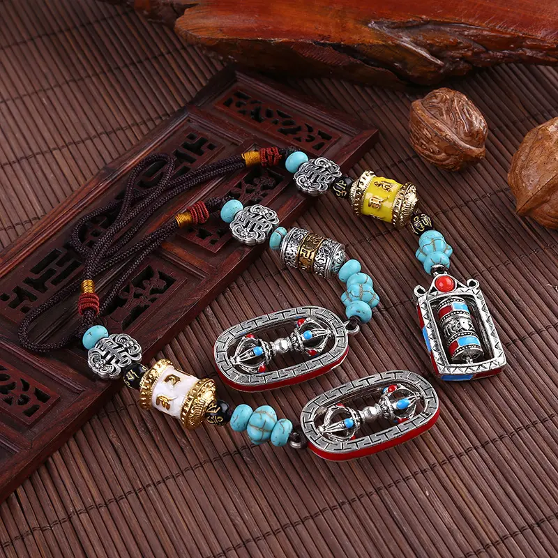 Gümüş budizm Shurangama MANTRA kolye tibet kutsal muska vintage aksesuarları çanta ve araba şanslı hediye anahtarlık
