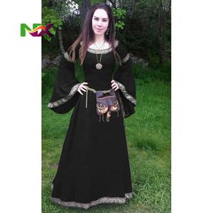 Costumes de cosplay médiévaux pour femmes d'Halloween, gothique rétro, Victoria, <span class=keywords><strong>Moyen</strong></span> Âge, carnaval, <span class=keywords><strong>robe</strong></span> à manches longues plissée avec corset - Product Image 5