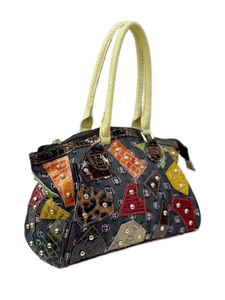 Nouveau rétro à la mode Rivet Messenger épaule première couche peau de vache femme sac à main sac mode en cuir verni fille tueur sacs fourre-tout - Product Image 4