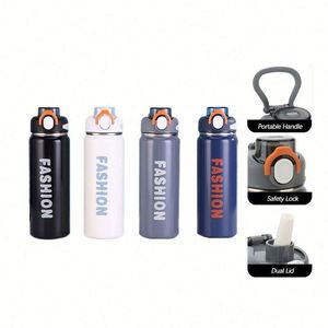 680ml Double-Layer Vacuum Insulated Stainless Steel <b>Water</b> <b>Bottle</b> Rapid Cooling Handle Lid 12-24 Hours Insulation Eco-Friendly - Product Image 1