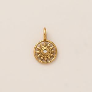 Collier pendentif Daquan Soleil Lune en acier inoxydable, 3mm, à breloques détachées, couleur or 18K, électroplaqué sous vide, pour bricolage - Product Image 6