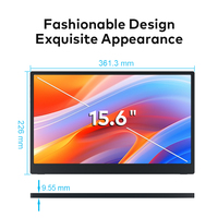Moniteurs portables 15,6 pouces, écran LCD IPS, écran portable ultra-fin et léger, haut-parleur intégré, moniteur d'écran pour Windows et Mac