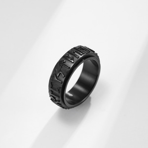 Nordic Retro Viking Rune <b>Titanium</b> Steel Rotating <b>Ring</b> For Men Index Finger Jewelry Stress Relief Gift - Product Image 3