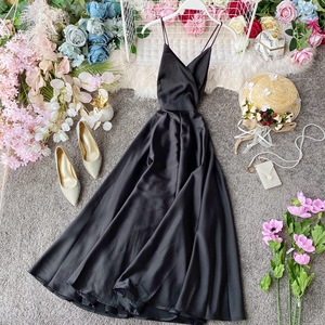 <span class=keywords><strong>Abito</strong></span> Estivo Personalizzato in Chiffon di Seta per Donna, Lunghezza Media, Senza Maniche, con Spalline, Ampio Gonna, Sexy <span class=keywords><strong>Abito</strong></span> da Spiaggia in Raso con Schiena Scoperta - Product Image 5