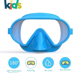 หน้ากากดำน้ำสำหรับเด็ก หน้ากากดำน้ำแบบหน้าต่างเดียว กรอบซิลิโคน ป้องกันฝ้า อุปกรณ์ดำน้ำสีส้ม - Product Image 3