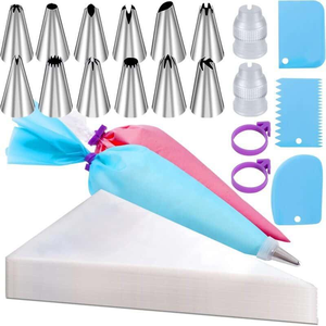 Lot de douilles à pâtisserie en acier inoxydable, poche à douille jetable avec outil de pressage, formes numérotées pour la décoration de gâteaux - Product Image 4