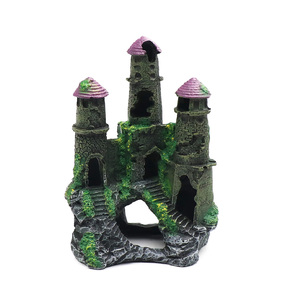 Decoración Vintage para Acuarios, <span class=keywords><strong>Cueva</strong></span> Escondite de Resina con Forma de <span class=keywords><strong>Castillo</strong></span> para Peceras, Adorno Realista de Ruina de Piedra - Product Image 4