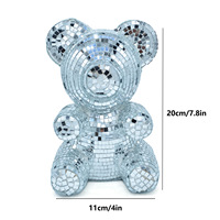 Chuang De Meilleures ventes Ours en peluche boule disco lumineux dans le noir, décoration miroir durable pour chambre et bureau, cadeau pour elle