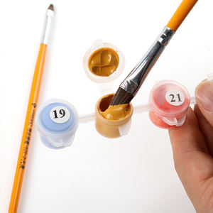 Nouveau Pack de 6 améliorés manche en bois loup cheveux Art brosse plat Shader pinceau pour <span class=keywords><strong>peinture</strong></span> par numéros huile aquarelle <span class=keywords><strong>Kit</strong></span> de dessin - Product Image 3