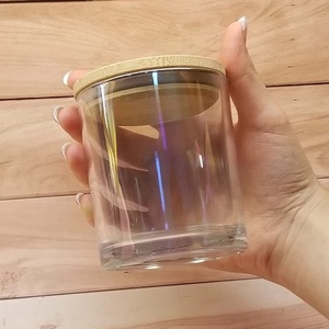 Vela holográfica transparente personalizada, frascos de vidrio con tapas de bambú y etiqueta privada <span class=keywords><strong>para</strong></span> fabricación de <span class=keywords><strong>velas</strong></span> perfumadas, venta al <span class=keywords><strong>por</strong></span> <span class=keywords><strong>mayor</strong></span> - Product Image 1