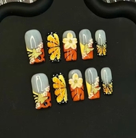 Lot de 10 faux ongles en gel peints à la main, magnifiques ongles acryliques de luxe faits à la main, à presser, de haute qualité