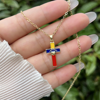 Beliebte Venezuela-Flagge Kreuz Emaille-Halskette, Vergoldeter Religiöser Anhänger, Schmuck für Tägliches Outfit & Feiertagsgeschenk