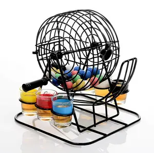 6 Inch Metal Wire Bingo Shot Machine Drinking Game With 6 shot glass