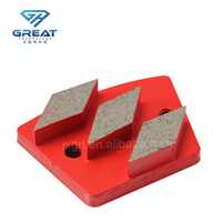 Segment de meulage diamanté trapézoïdal à trois boutons, bloc abrasif pour béton et pierre