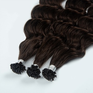 Extensioni di <span class=keywords><strong>Capelli</strong></span> Umani di Alta Qualità, Marrone Scuro, Ondulati Russi, Doppia Trama, con <span class=keywords><strong>Cheratina</strong></span> K Tip, Mini K Tip - Product Image 2