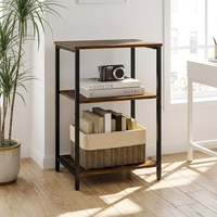 Table d'appoint en bois style nordique avec étagère inférieure, design moderne, table de chevet, table d'appoint amovible pour petits espaces, marron rustique