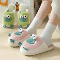 Nouvelles pantoufles en coton grenouille pour femmes, design d'hiver, vente en gros, automne-hiver, pantoufles en peluche de dessin animé mignonnes pour l'intérieur