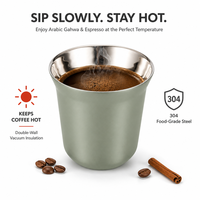 Taza de Café Espresso de 80 ml con Logotipo Personalizado, Taza Aislada de Doble Pared con Acabado Espejo de Acero Inoxidable 304, OEM ODM, Regalo