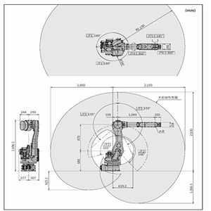 Robot industriel 6 axes polyvalent de petite et moyenne taille RS080N, charge utile 80 kg, portée maximale du bras 2100 mm, chargement d'outils - Product Image 2