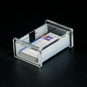 Boîte de présentation de cartes de visite en acrylique transparent pour bureau avec couvercle, couleur et logo personnalisés, épaisseur 3-5 mm, forme personnalisée, OEM/ODM acceptés - Product Image 1