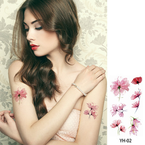 Tatuaje Temporal de Acuarela, Adhesivo Impermeable con Diseño Floral Pequeño y Transparente, Calcomanía Corporal para Fiestas, Uso Profesional y Festivales - Product Image 2