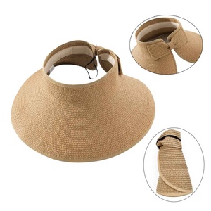 24 màu sắc thoáng khí Bowknot đuôi ngựa bãi biển giấy rơm hat UPF 50 + Mặt trời mùa hè rộng vành có thể gập lại rơm Visor hat phụ nữ - Product Image 1