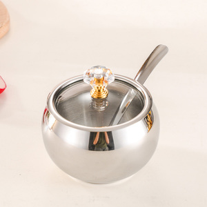 1PCS Sugar Bowl with Glass Lid and Spoon Sugar Container of Coffee Bar Accessories Stainless Steel Jar for Salt Kitchen Storage - Product Image 6