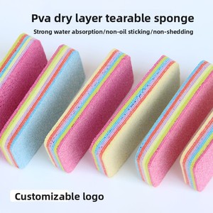 Afpelbare Microvezel Sponzen 12-laags Afscheurbare PVA Reinigingspads, Ultra Absorberende Krasvrije Regenboog Spons voor Keuken en Afwas - Product Image 4