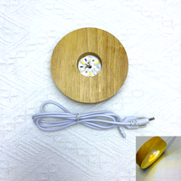 8cm 10cm Rechargeable LED Bois Rond Lumière LED Base Stand 400mah En Bois Veilleuse Stand pour 3D Boule De Cristal