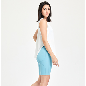 Camiseta sin mangas holgada para mujer, con dobladillo curvo y abertura lateral, ligera, atlética, informal, para yoga, gimnasio, pilates y deportes. - Product Image 3