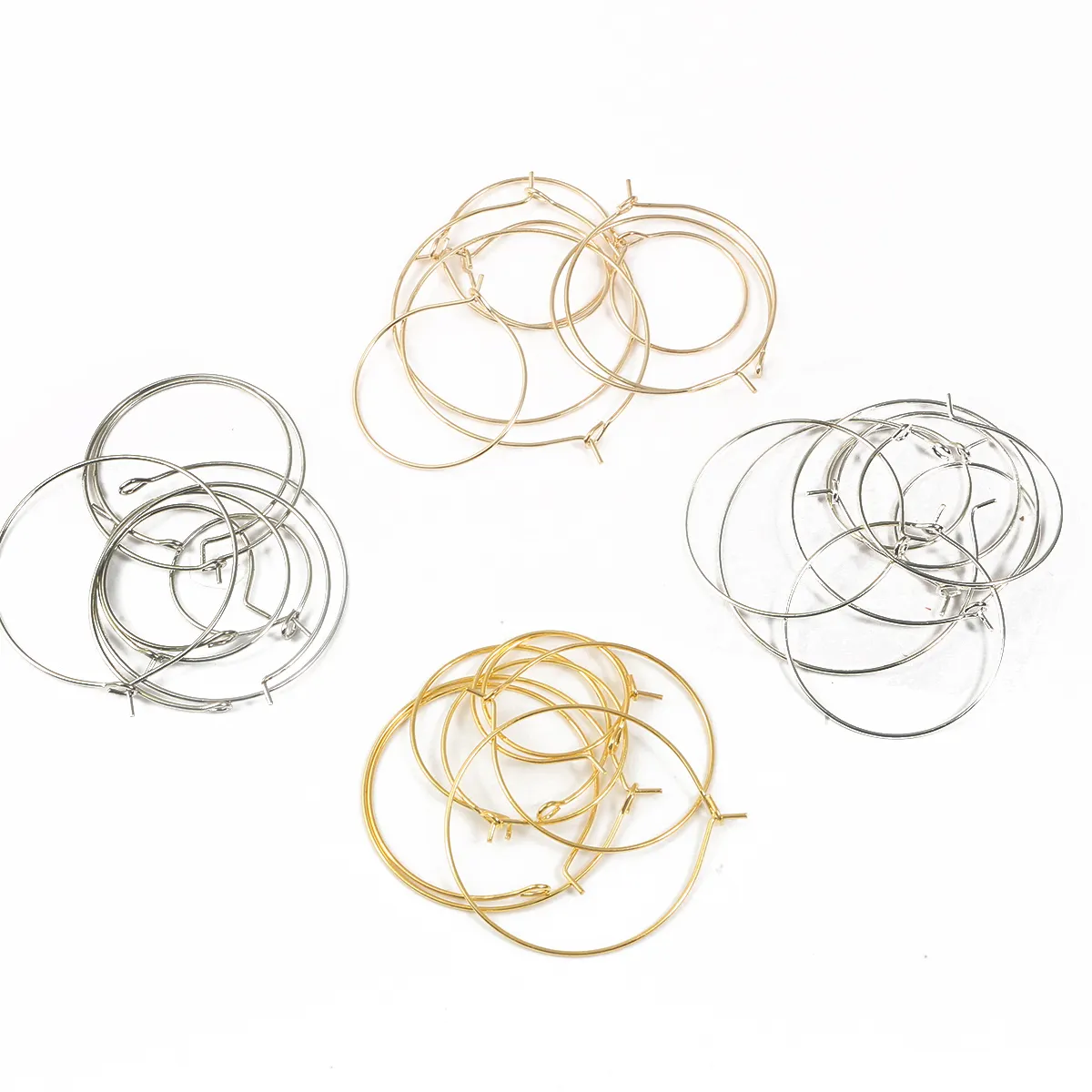 50pcs/lot 20 25 30 35 mm Silver KC Gold Hoops Earrings Big Circle Ear Wire Hoops Earrings Wires For DIY Jewelry Making Supplies