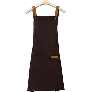 Tablier en toile imperméable à la mode coréenne pour femmes Logo personnalisé pour supermarché <span class=keywords><strong>restauration</strong></span> café boulangerie vêtements de travail lait thé boutiques cafés - Product Image 5