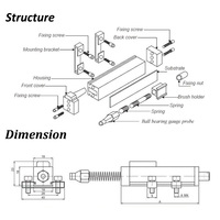 Mini transductor de Sensor de desplazamiento de posición lineal de autorrecuperación de carrera de medición de 50mm