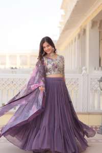Entièrement Flaired Lehenga Choli pour les femmes indiennes et pakistanaises vêtements de fête mariée Lehenga Choli à un prix abordable - Product Image 6