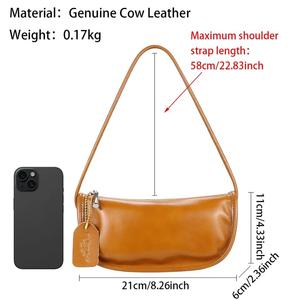 AndoBag Genuine Leather Crossbody Shoulder <b>Bags</b>, Fashion Simplistic Underarm <b>Bag</b>, Casual Style with Adjustable <b>Strap</b> 1722 - Product Image 2