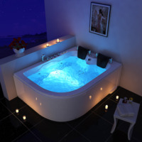 Baignoire transparente en acrylique pour 2 personnes, bain à bulles pour massage à chaud, pour pied libre