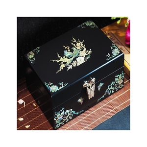 Necklace Bracelet wooden black jewelry box Luxury jewellery Storage lacquer silk jewelry box