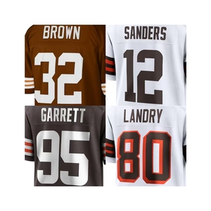 <span class=keywords><strong>2025</strong></span> mới hàng đầu khâu giá rẻ áo bóng đá mỹ Cleveland #12 Sanders #95 garrett #80 landry - Product Image 1