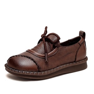 Nuevos zapatos retro de mujer con suela plana, punta abierta, diseño de bloques de color, cordones frontales y costuras en la suela. - Product Image 1