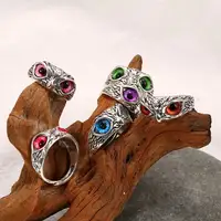 Devil Colorful Eye Owl Ring, Adjustable Couple Ring